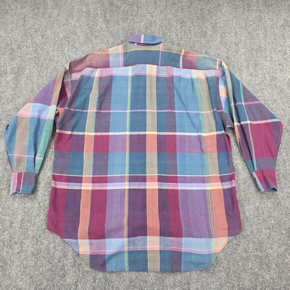 Ralph Lauren Shirt Womens 4 Multi Plaid Madras Long Sleeve Pocket Button Down - Picture 4 of 16